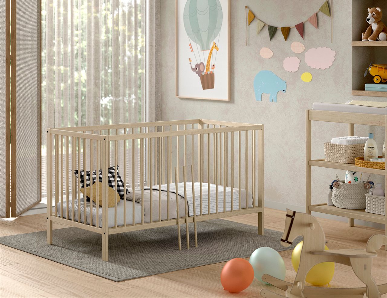 VIPACK Vipack - DINO Baby-/Juniorbett 70 x 140 cm, höhenverst. Lattenrost, Buche massiv natur lackiert