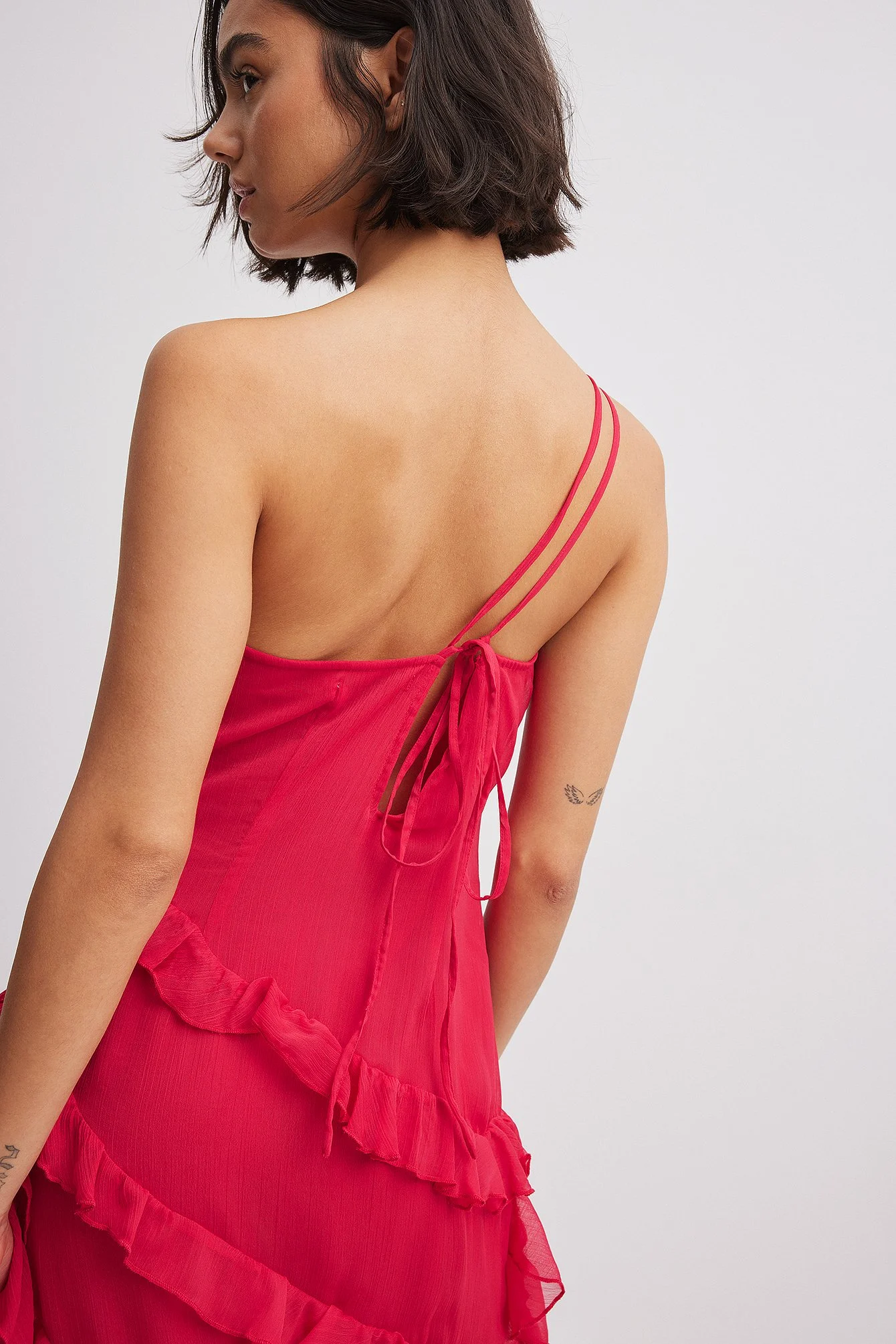 Chiffon-Midikleid mit Rüschen