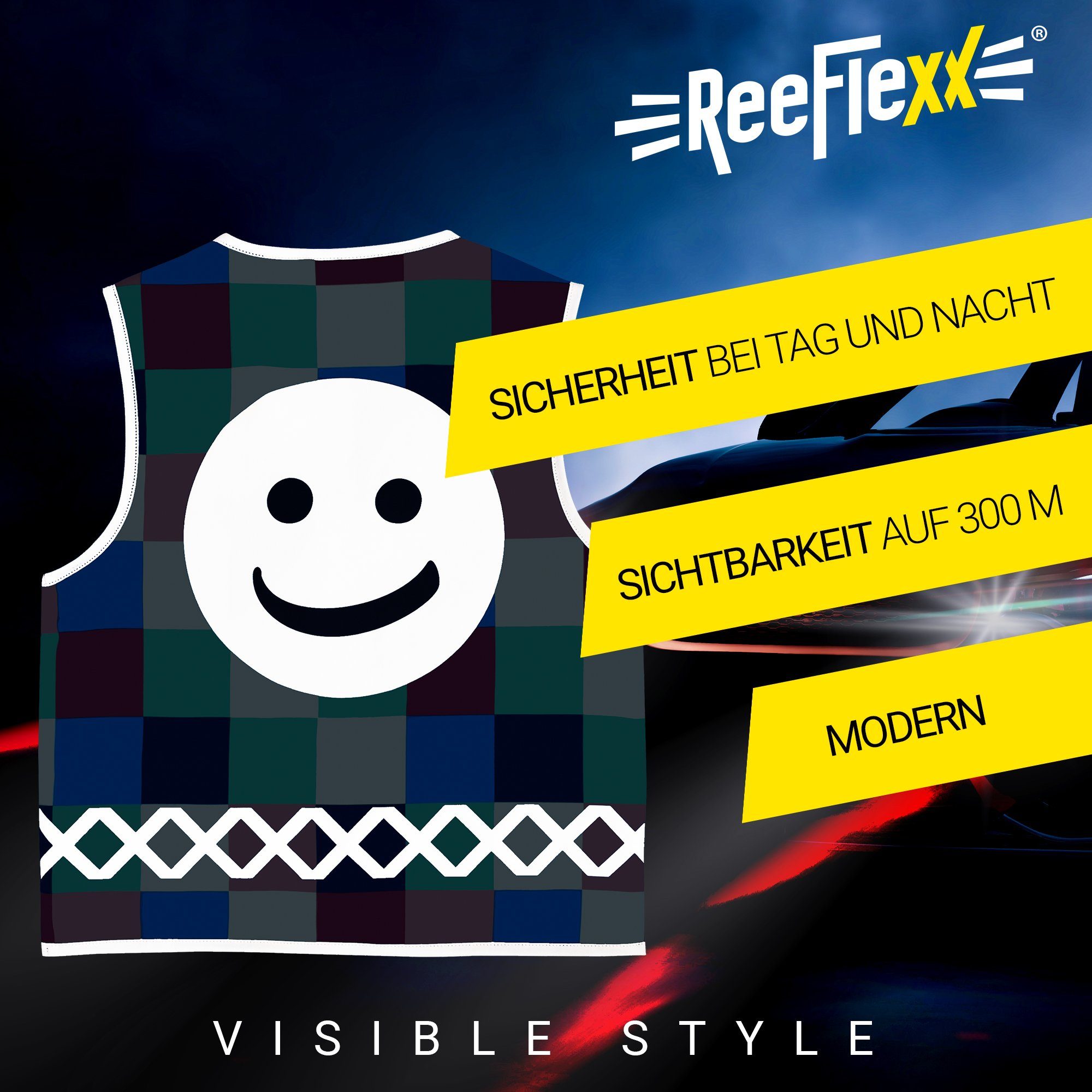 ReeFlexx Warnweste Square Mix Smiley - Kinderwarnweste