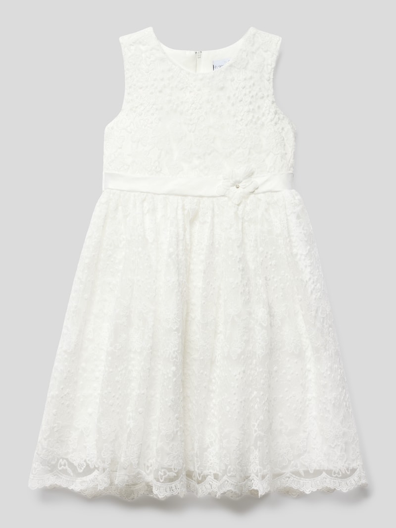Kleid mit Zierbesatz in ecru
