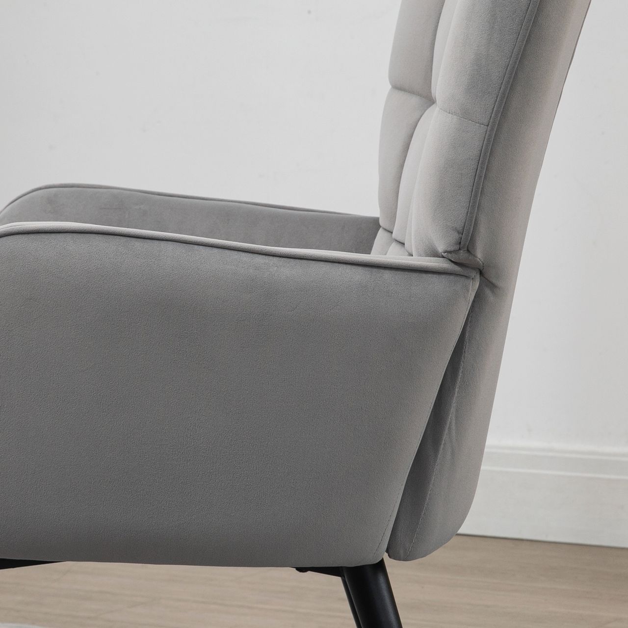 HOMCOM Ohrensessel mit Hocker, Relaxsessel, Loungesessel mit Samtoptik