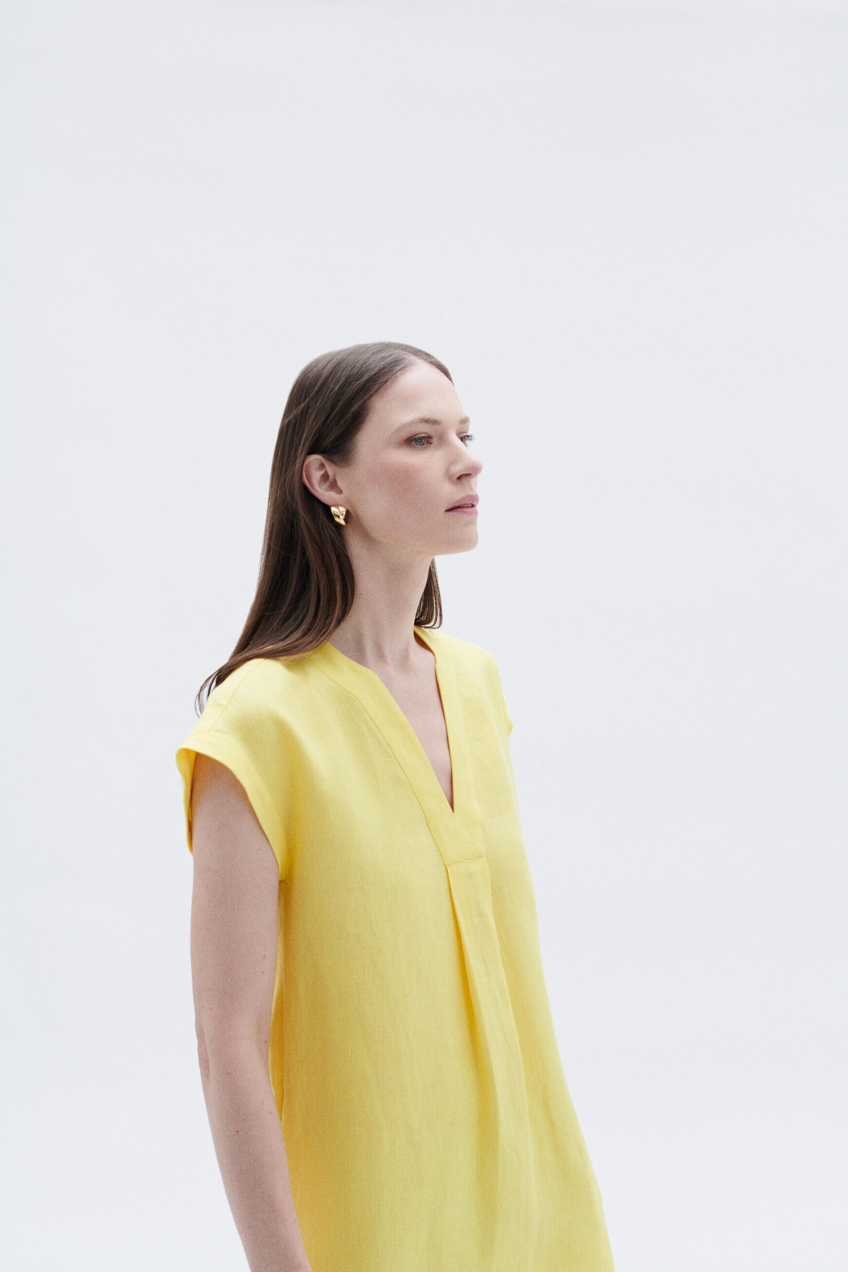 robe mirabelle 100% lin jaune femme