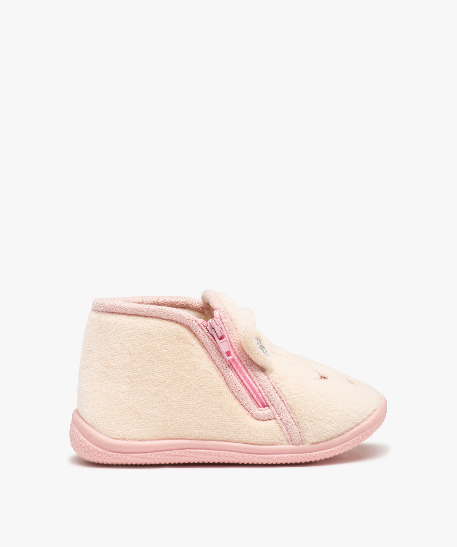 Chaussons bébé fille bottillons zippés avec oreilles en r... beige | GEMO