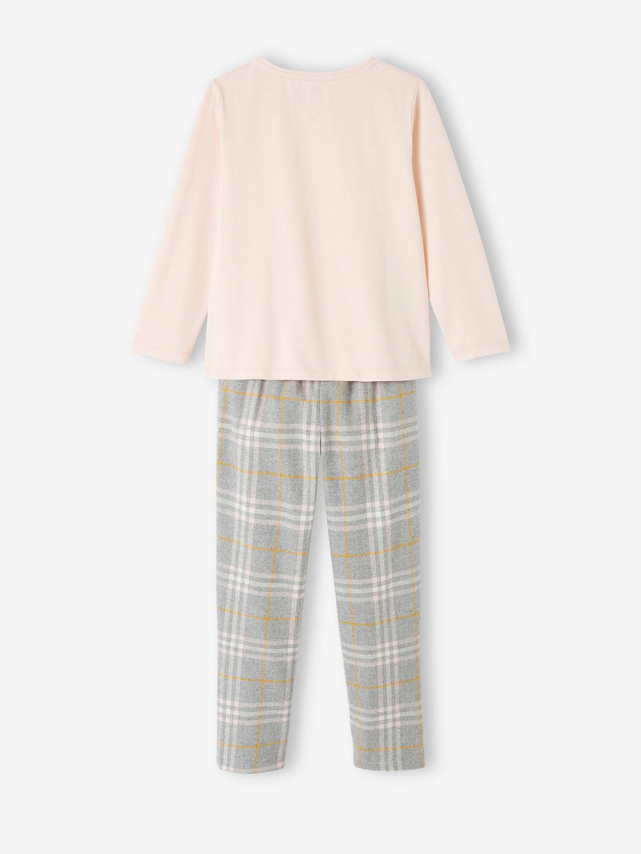 Pyjama en maille jersey et flanelle fille supercat rose pâle