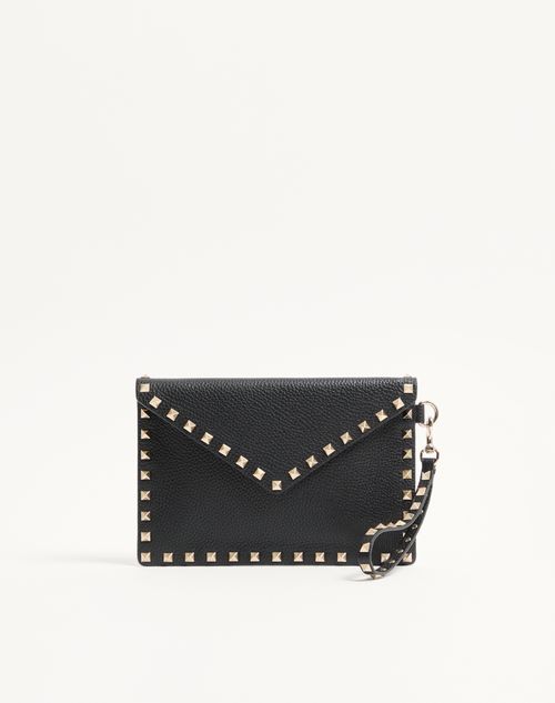 Bolsa Rockstud em couro de bezerro granada