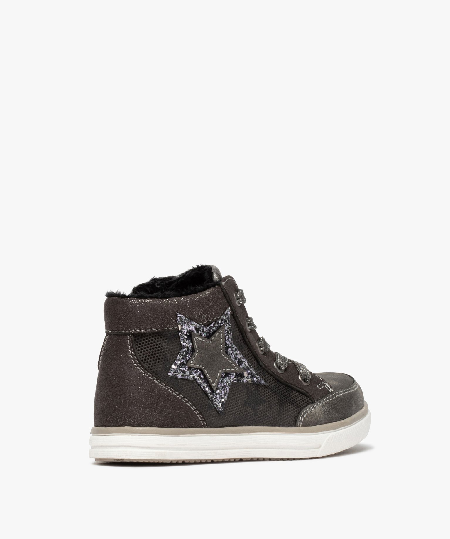 Baskets fille semi-montantes avec étoile pailletée gris | GEMO