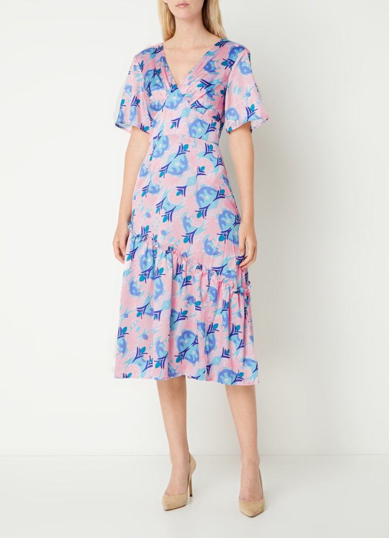 Vestido midi estampado con volantes de Chi Chi London