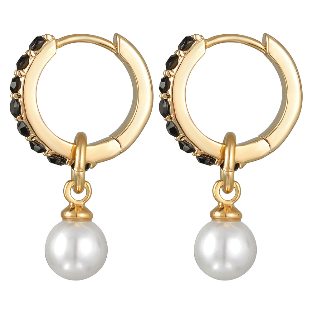 Elli Elli Boucles d'Oreilles Femmes Créoles Pendentif Perles de Verre Couleur Or avec  Boucles d'oreilles
