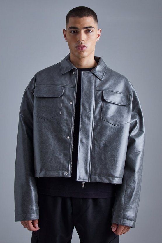 PU Harrington-Jacke mit Cargo-Taschen