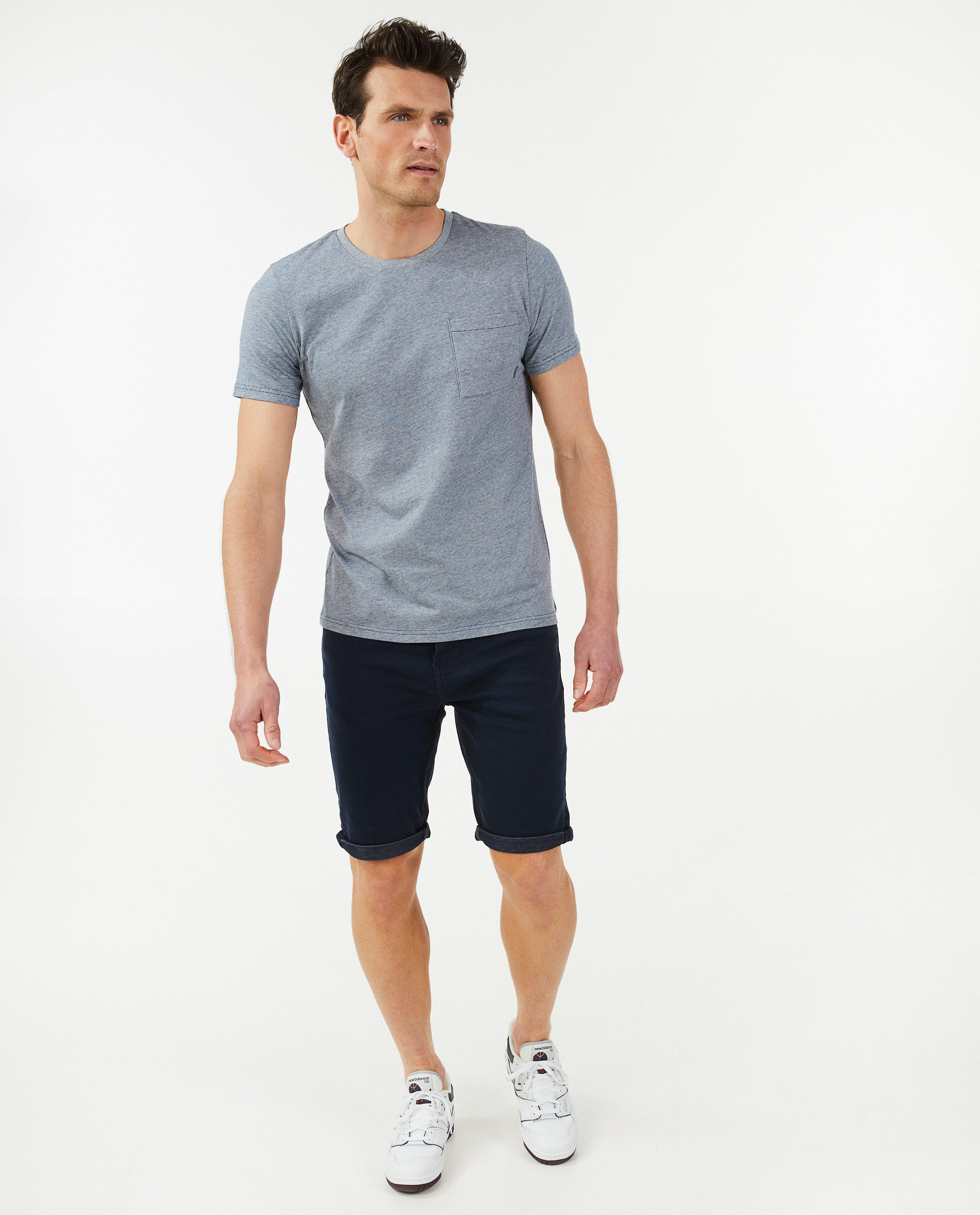 Pantaloni scurți de quarterback cu 5 buzunare, croială slim, albastru închis