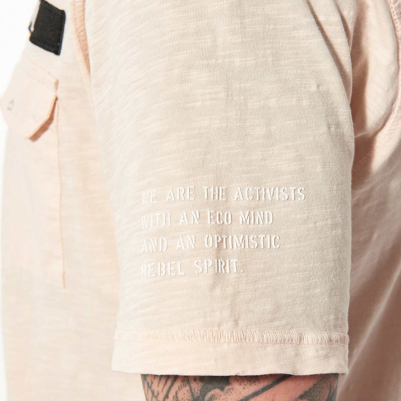 MOSHI  T-shirt bi matière rose chiné Homme en 100% coton bio