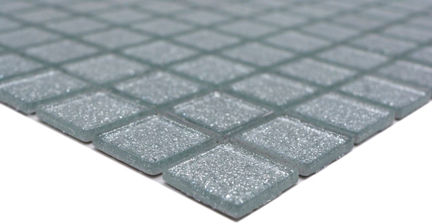 Mosani Mosaikfliesen Glasmosaik Crystal Mosaikfliesen silber glänzend / 10 Matten