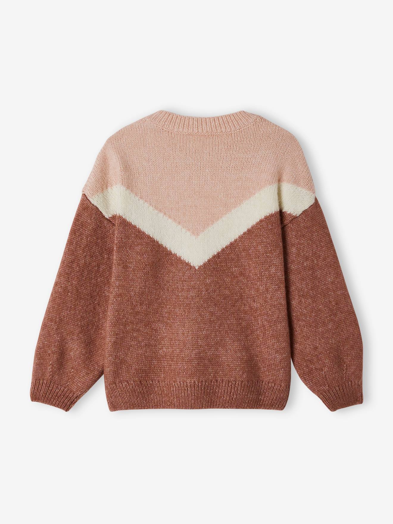 Vertbaudet Mädchen Pullover, Colorblock - grau meliert