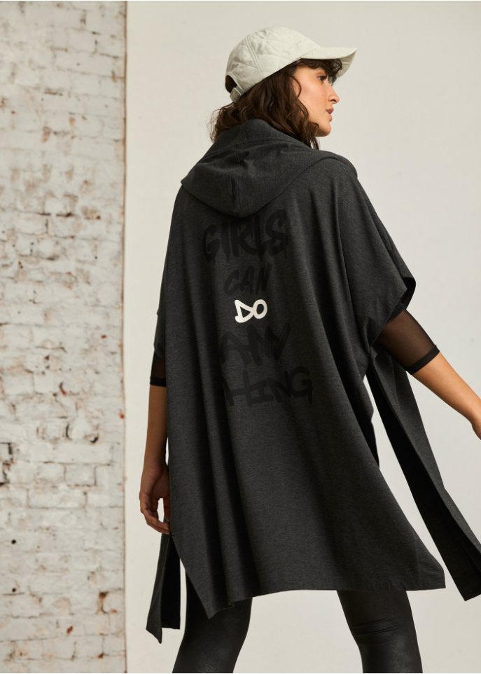 Sweat-Poncho mit Kapuze