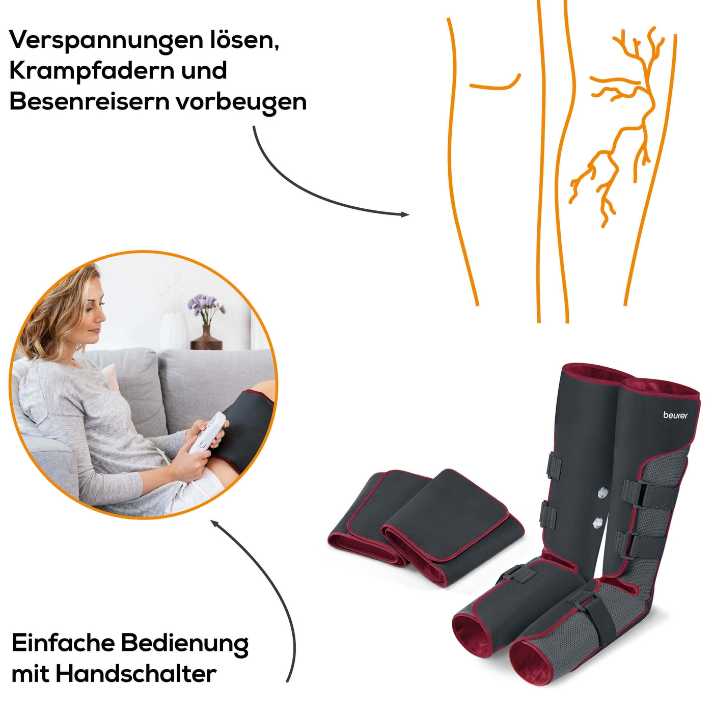 Beurer Venen Trainer FM 150 Pro-Kompressionsmassage mit Venen Trainer für Ober- und Unterschenkel