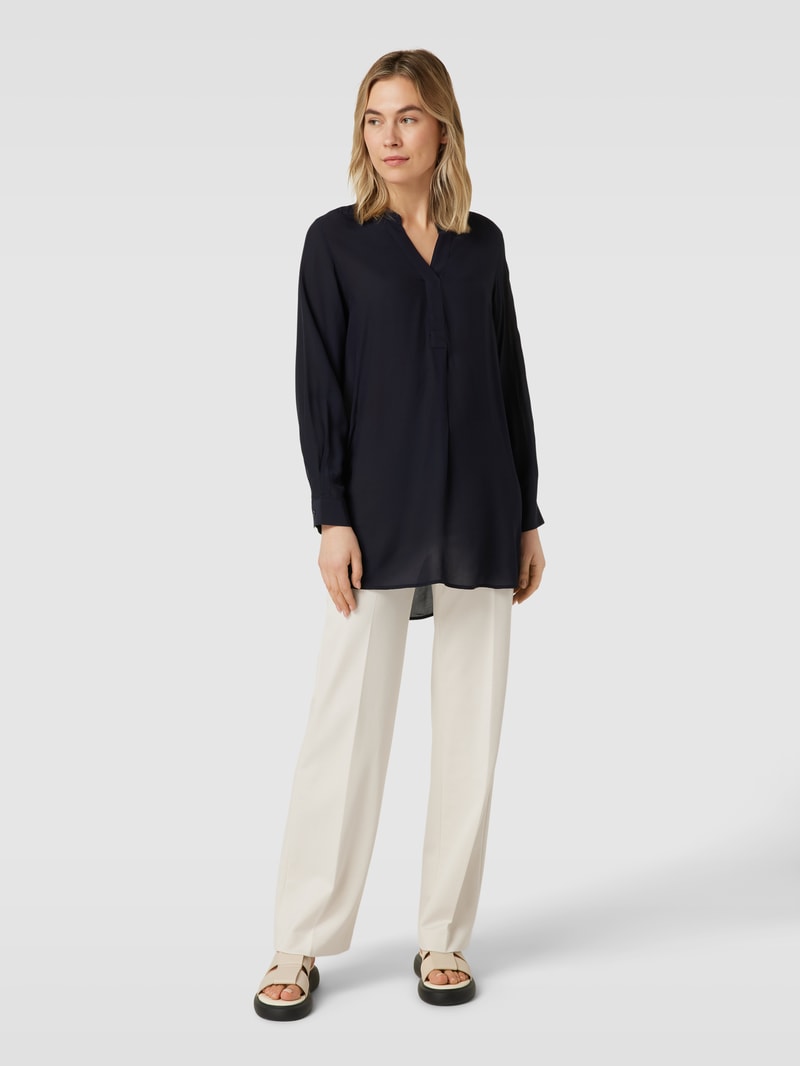 Bluse mit Tunikakragen Modell 'Facura' in marineblau