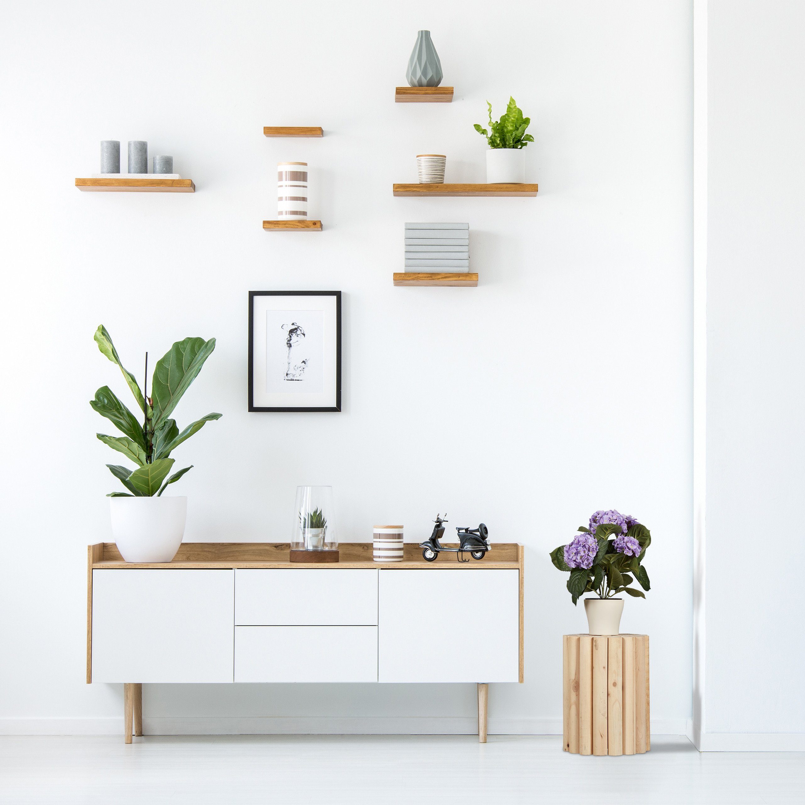 relaxdays Blumenhocker Natürlicher Blumenhocker gedrechselt