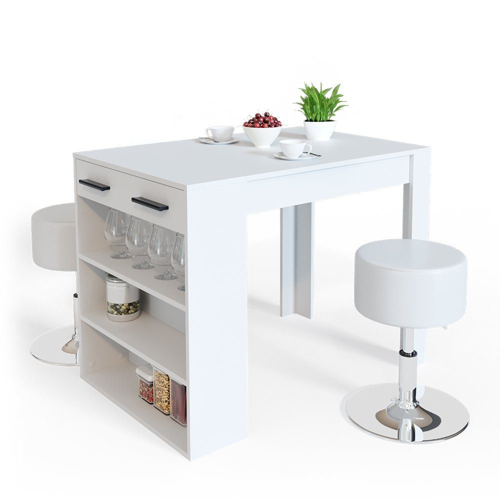 Vicco Bartisch Bartresen Stehtisch Bistrotisch REPOSE Weiß inkl. Hocker