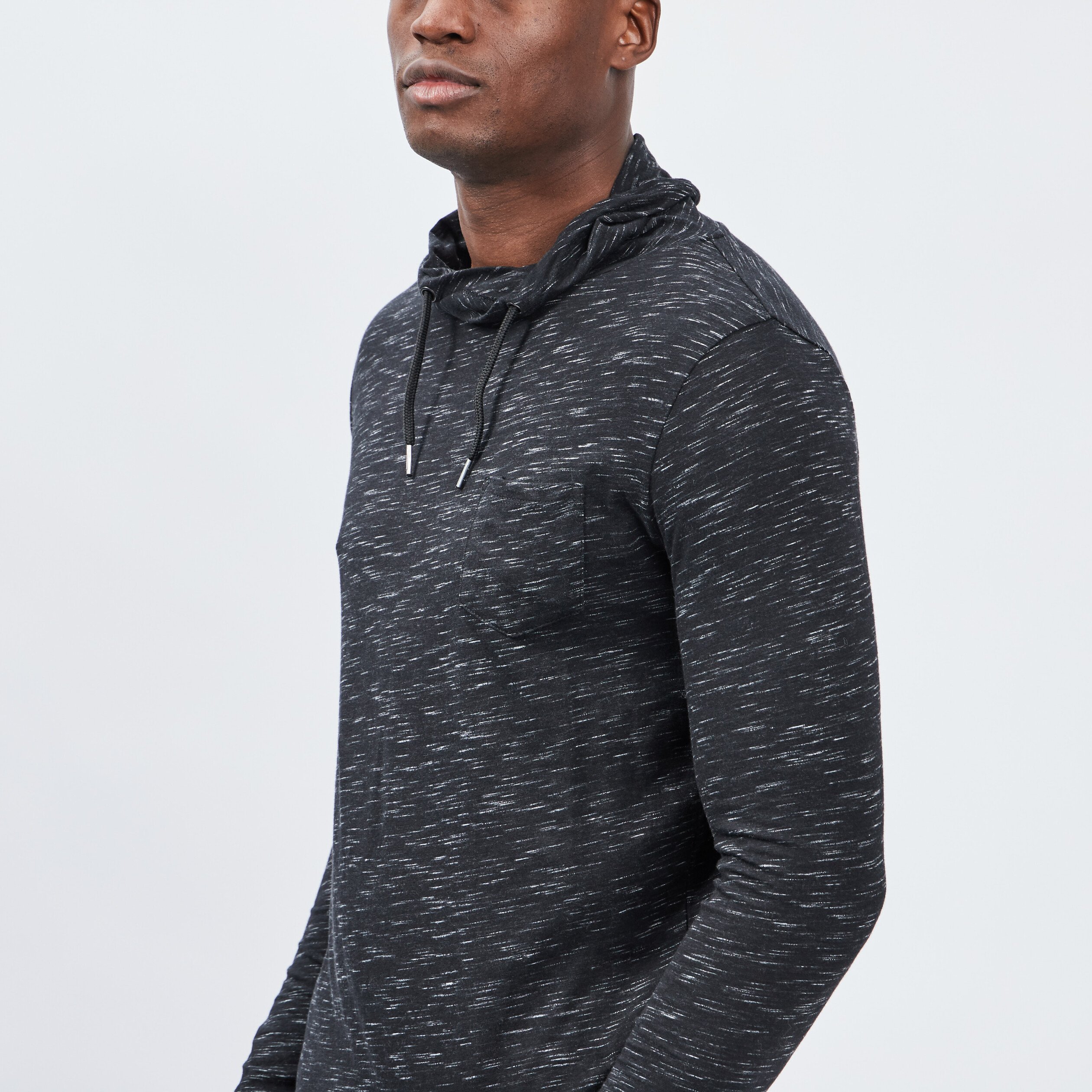 T-shirt manches longues col montant noir homme | La Halle