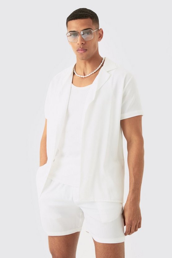 Kurzärmliges Satin-Hemd & Shorts