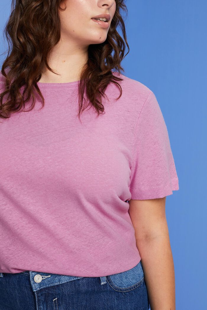 CURVY T-Shirt aus Baumwolle-Leinen-Mix