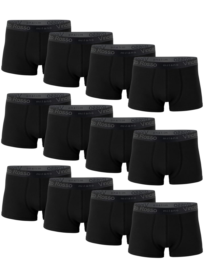 Vincenzo Rosso 12er Pack Boxershorts - Hipster in schwarz günstig kaufen