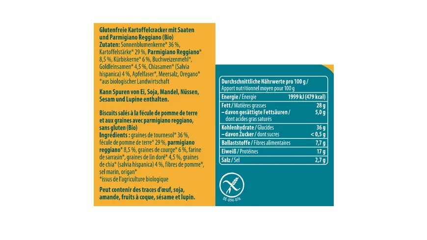 Alnavit Bio Parmesan Cracker glutenfrei 75 g