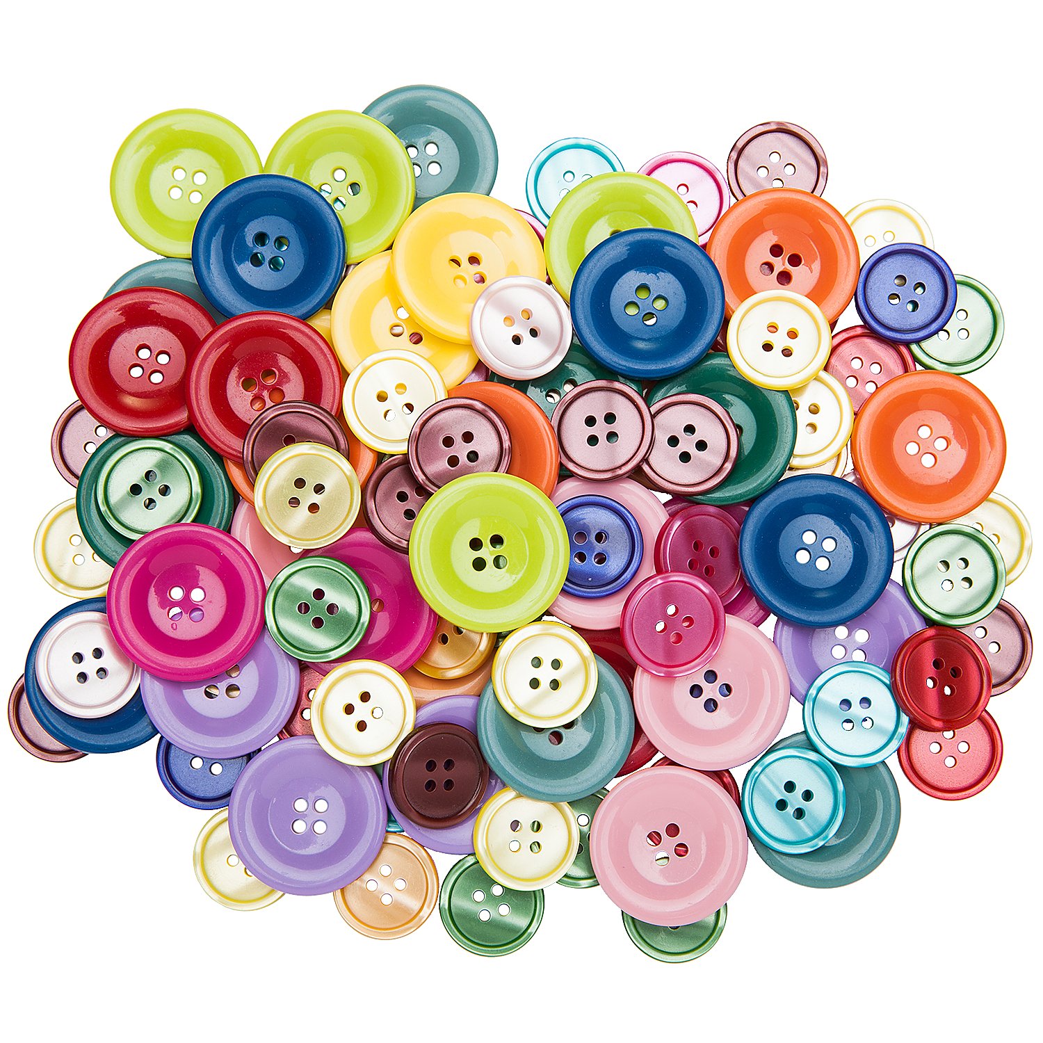 buttinette Standardknöpfe, bunt, Größe: 20–30 mm Ø, Inhalt: 100 Stück