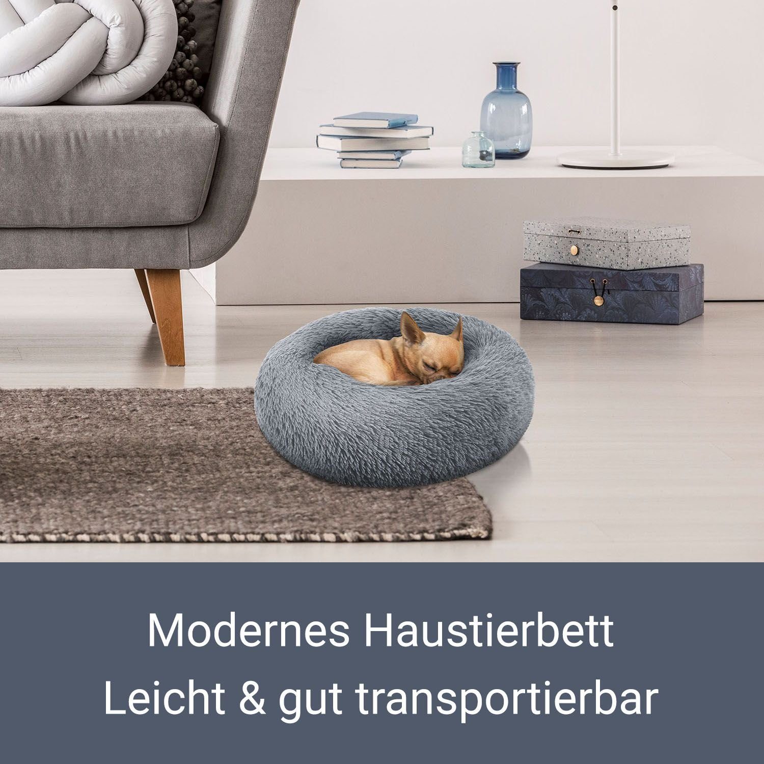 Juskys Tierbett Monty, 100 % Polyester, mit Noppen, flauschig, bequem, rutschfest