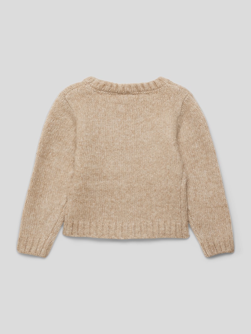 Strickpullover mit Motiv-Stitching in beige