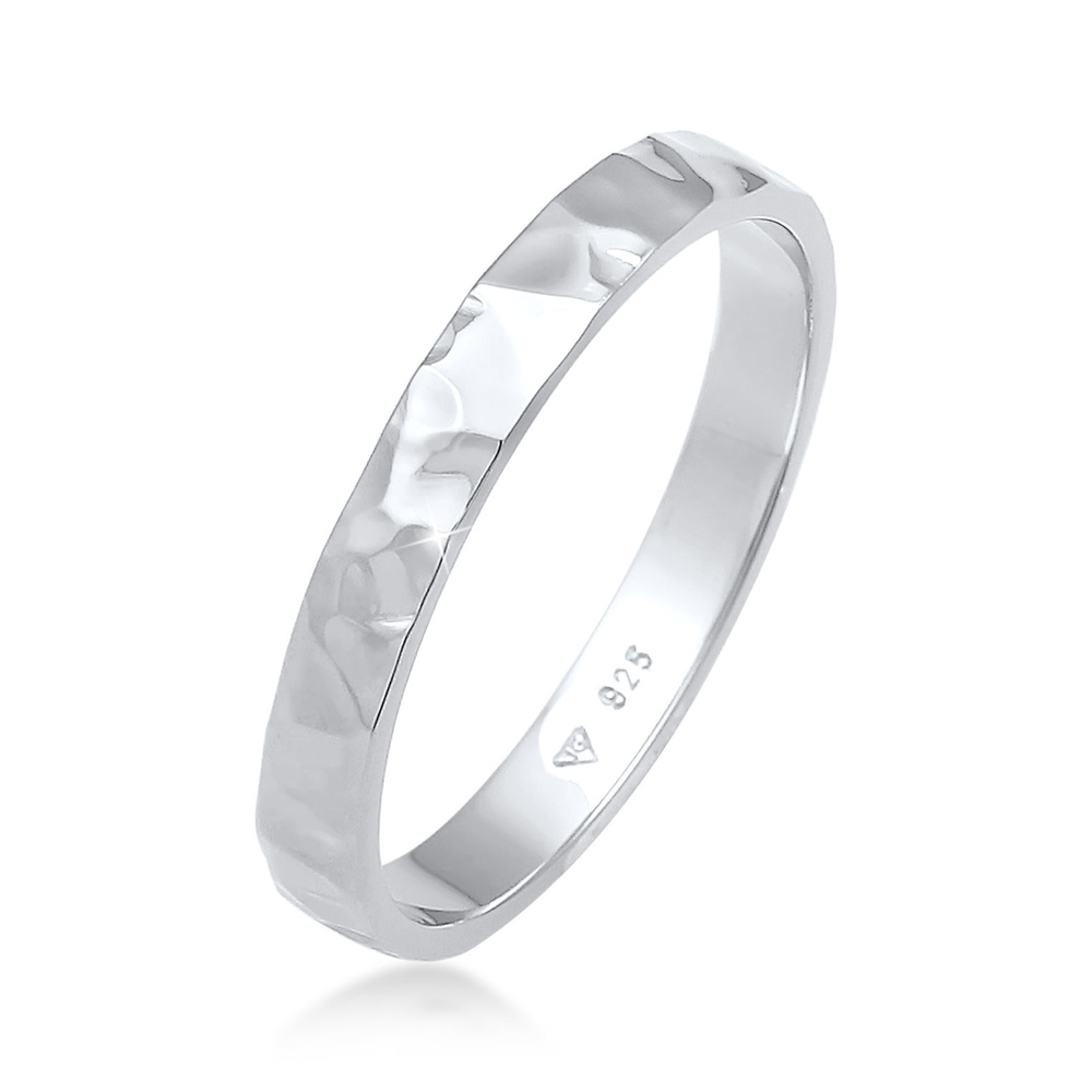 Elli Elli Bague Femmes Bande Basique Fin Martelé Tendance en argent sterling 925 Bague