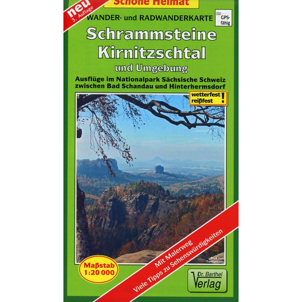 Wander- und Radwanderkarte Schrammsteine, Kirnitzschtal und Umgebung 1 : 20 000 - Wanderkarte