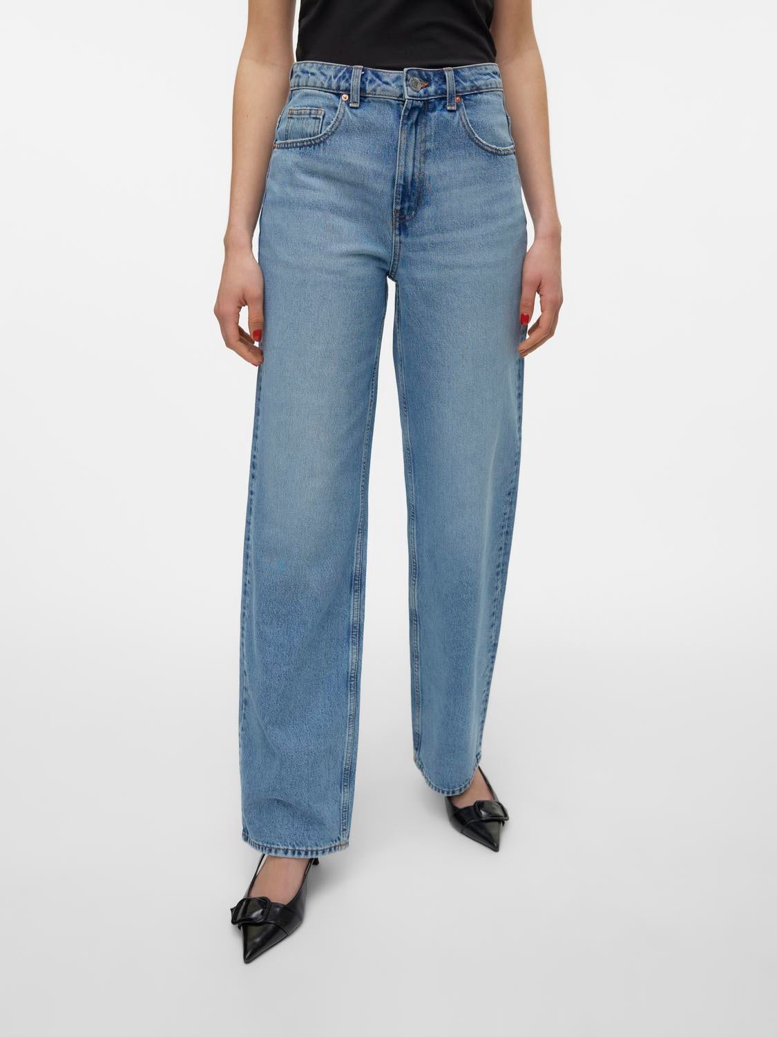 VMRYLEE Hohe Taille Gerade geschnitten Jeans