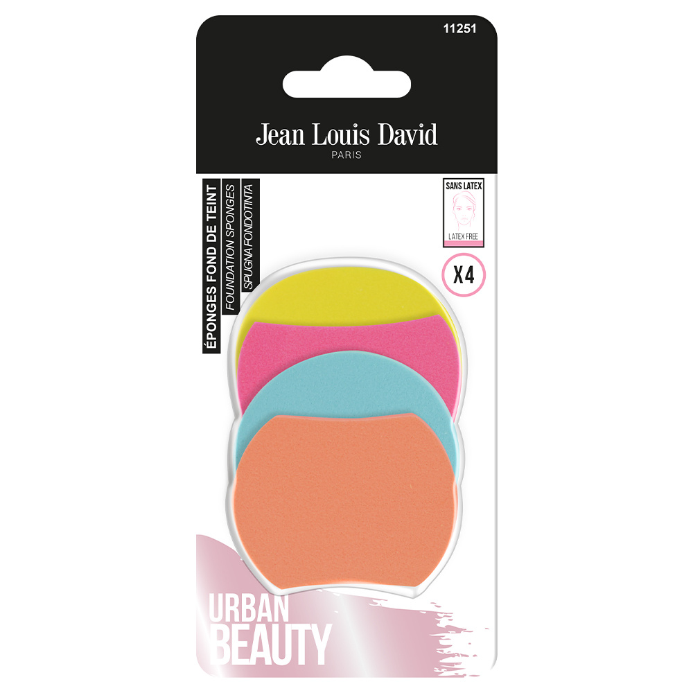 Jean Louis David LOT 4 EPONGES MAQUILLAGE LATEX EPONGE MAQUILLAGE