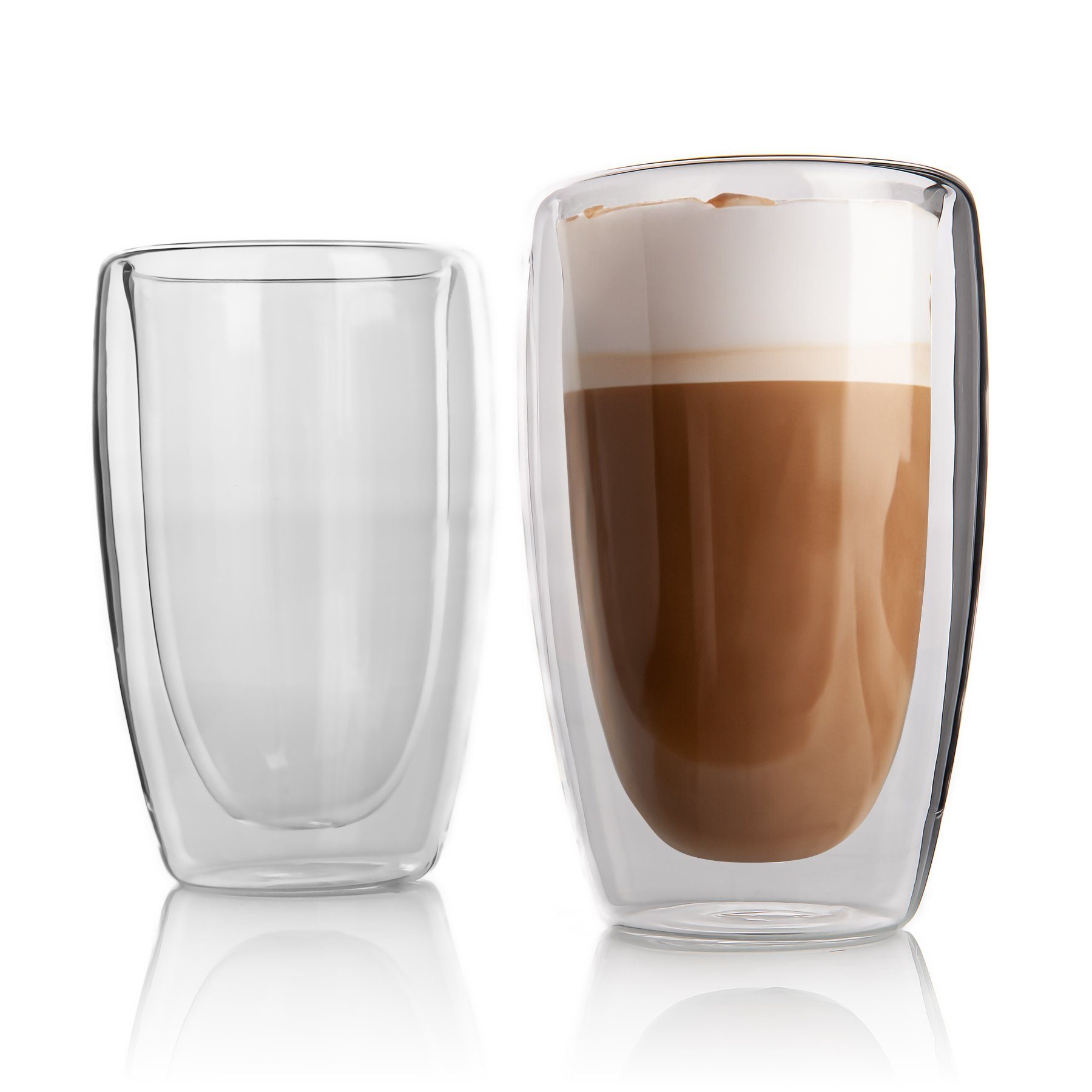 BigDean Latte-Macchiato-Glas 6 Stück Doppelwandige Latte Macchiato Gläser 400 ml, Glas