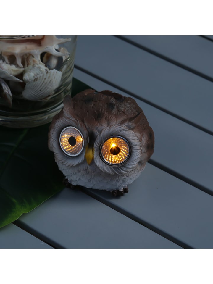 MARELIDA LED Solar Eule Gartenfigur D: 9cm in braun günstig kaufen onesize