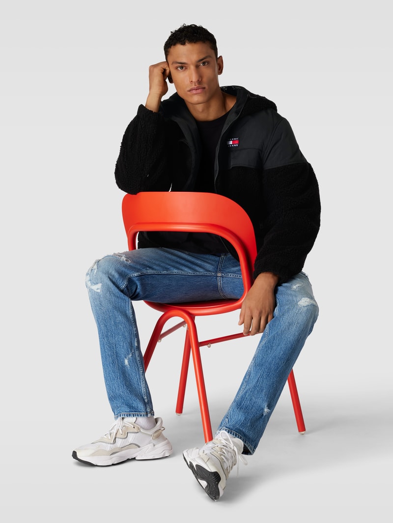 Sherpa Jacket in Two-Tone-Machart Modell 'CHICAGO' in schwarz
