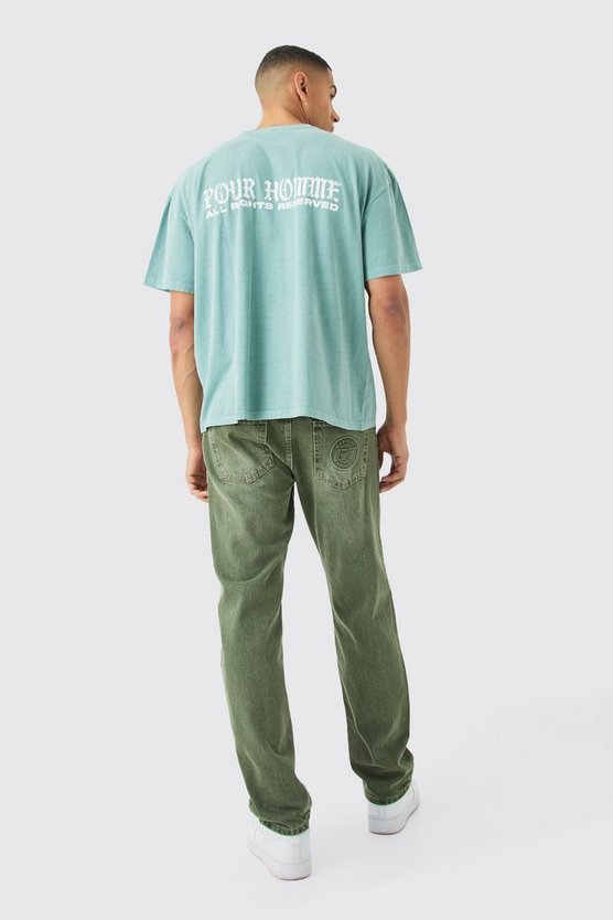 Kastiges Oversize T-Shirt mit Pour Homme Print