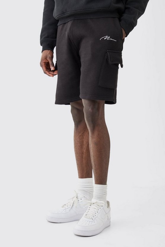 Lockere mittellange Man Signature Cargo-Shorts