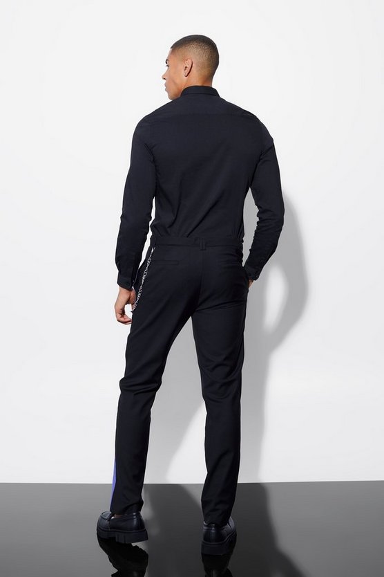 Slim-Fit Anzughose mit Seitenstreifen