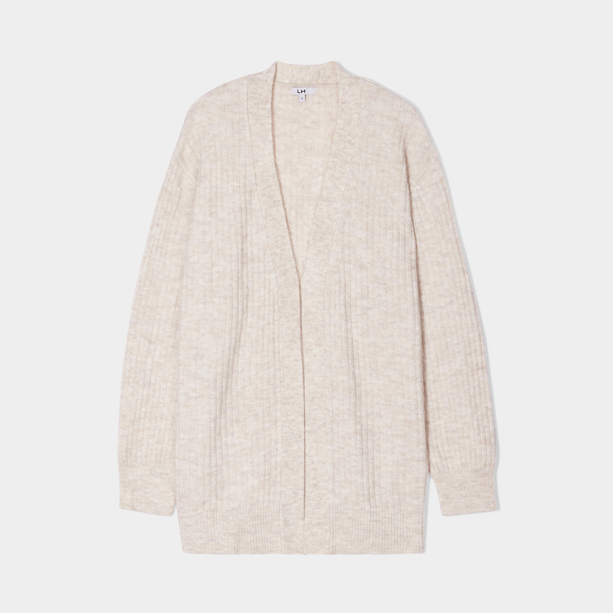 Gilet mi-long côtelé manches longues beige femme | La Halle