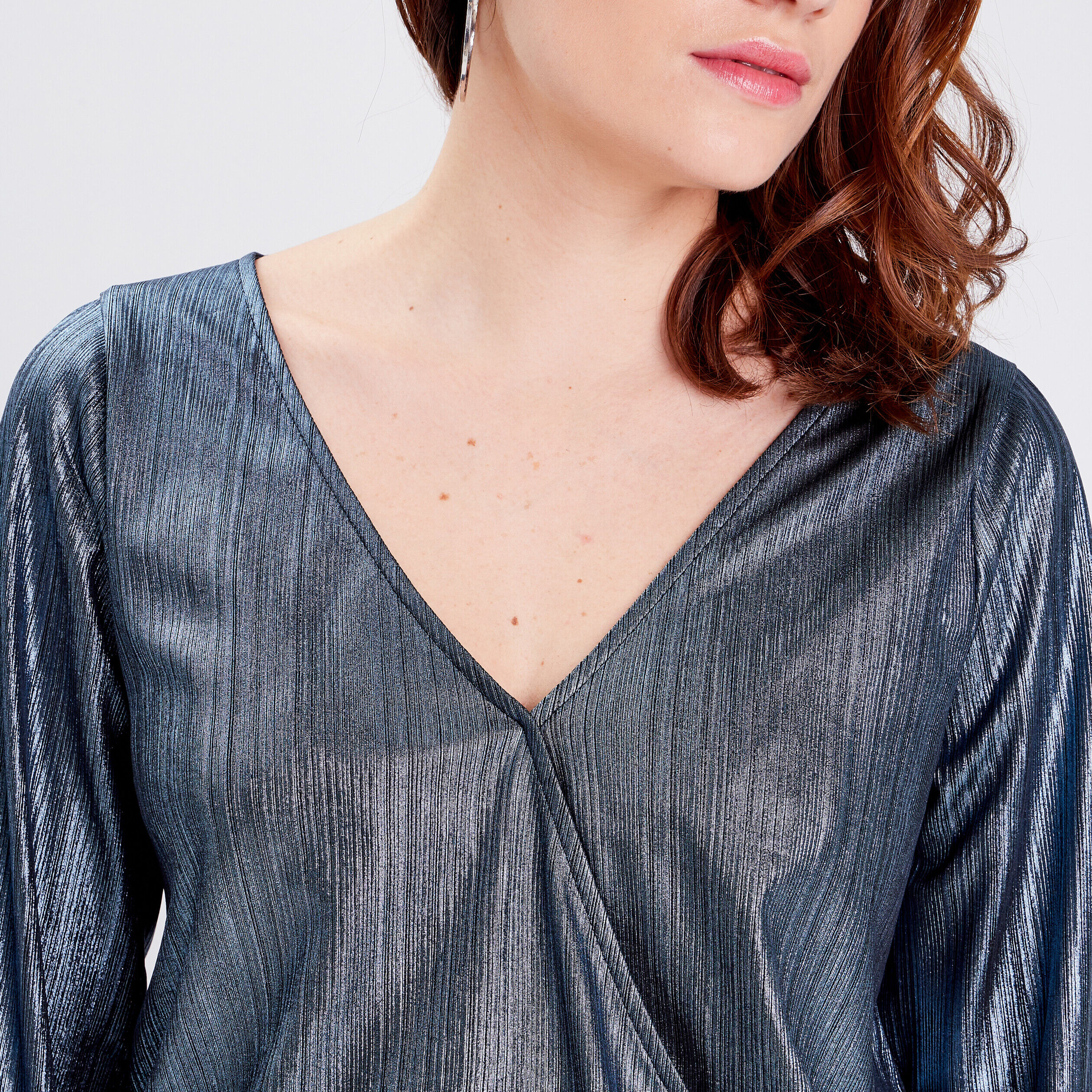 Blouse manches longues gris clair femme | Cache Cache