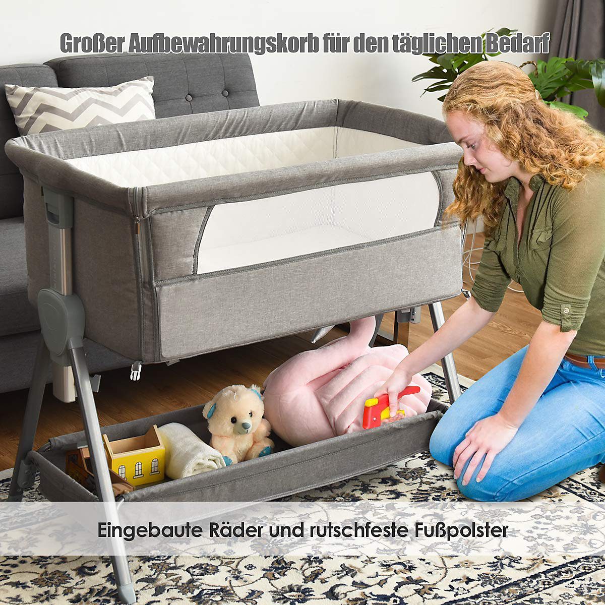 Reisebett Beistellbett Höhenverstellbar mit Matratze