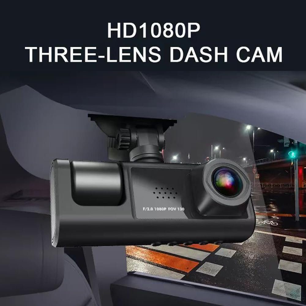 Welikera 3-Kamera 1080P Fahrrekorder Auto mit 170° Weitwinkelobjektiv Dashcam (Nachtsichtfunktion)