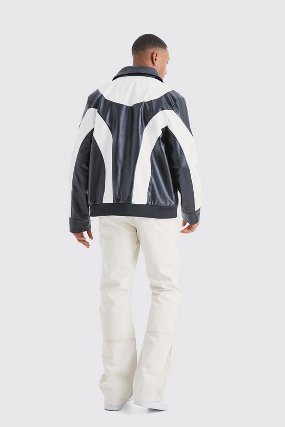 Colorblock Moto PU-Jacke