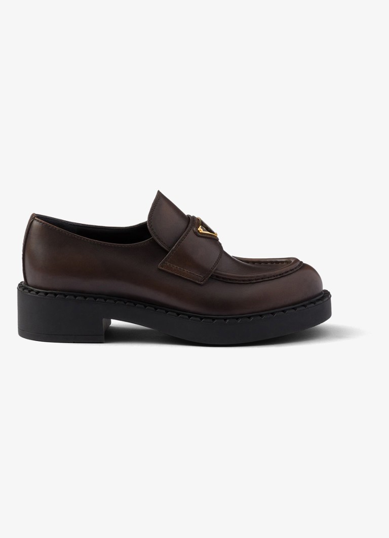 Mocassins Prada em couro cor chocolate