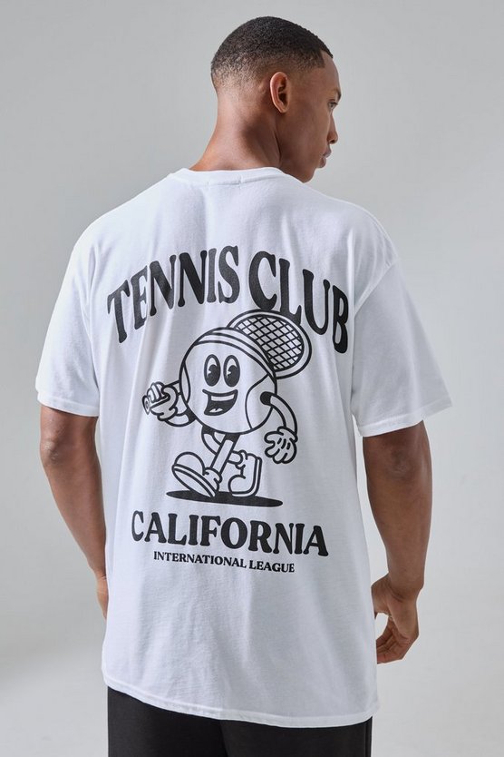 Man Active Oversize T-Shirt mit Tennis Club California Print