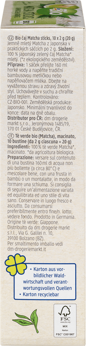 Grüner Tee Matcha Sticks (10 Stück), 20 g