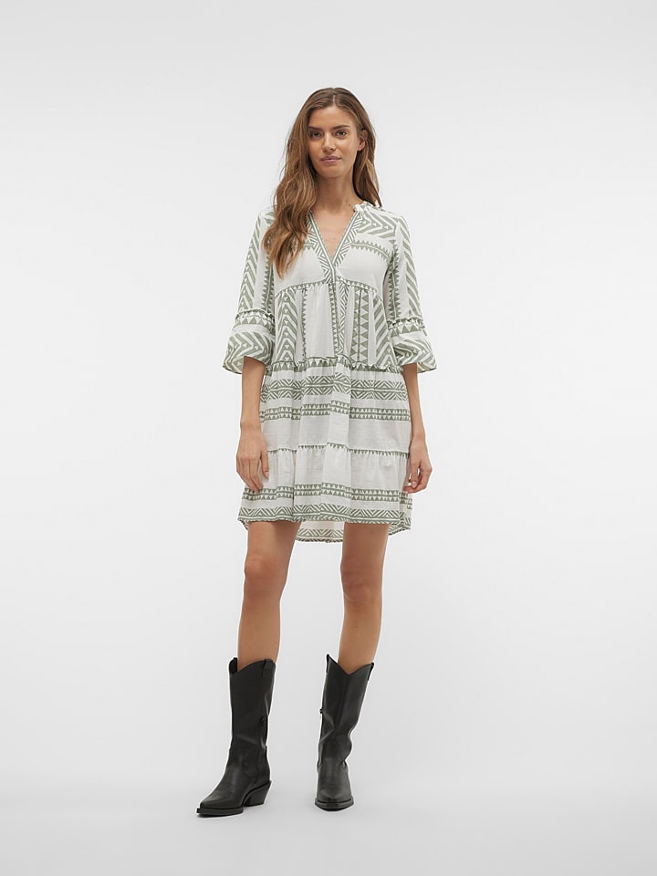 Vero Moda Kleid in Weiß/ Grün günstig kaufen