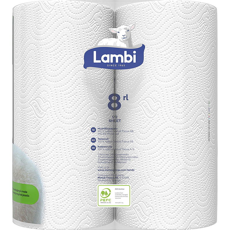 Lambi Tørkerull 8-pk hvit Lambi